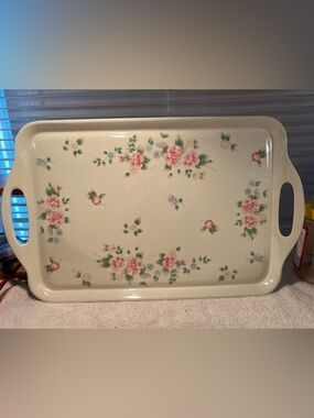 Pfaltzgraff Vintage Tea Rose Tray W/handles 11.5” x 19” By Reston Lloyd Ltd